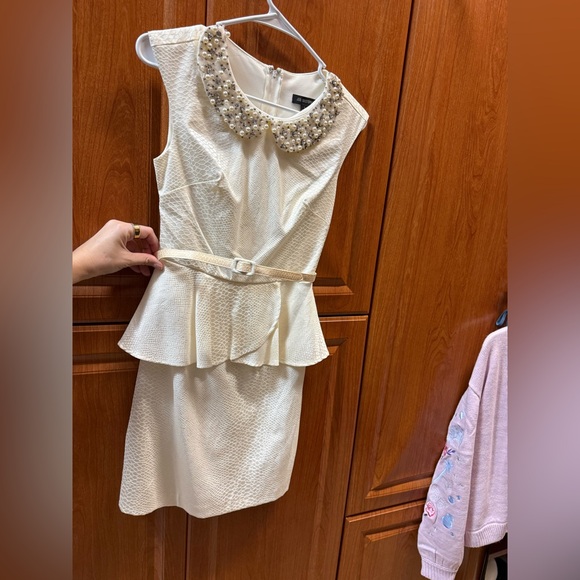 Jodi Kristopher Cream Dress with Beaded Accents - Picture 1 of 3